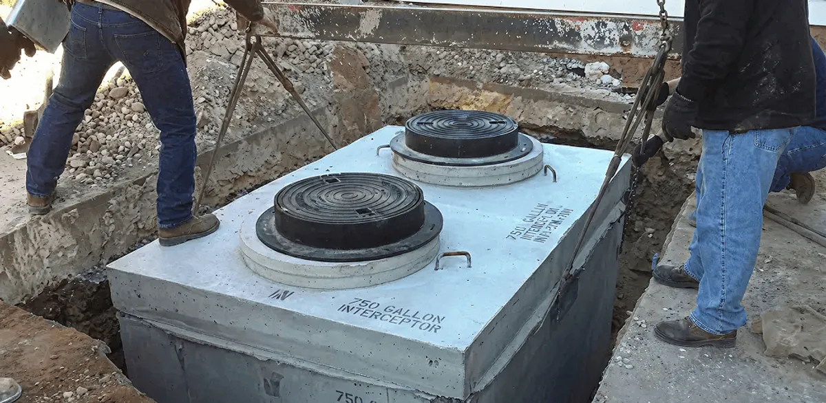 Grease trap installation for a commercial property drainage system in Worcester, MA